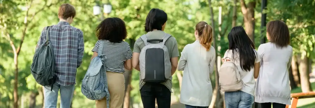 High school students walking together